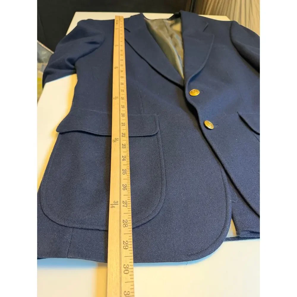 Lands’ End Men’s 38R Navy Blue Wool Blazer Gold Buttons Preppy Trad Ivy League
